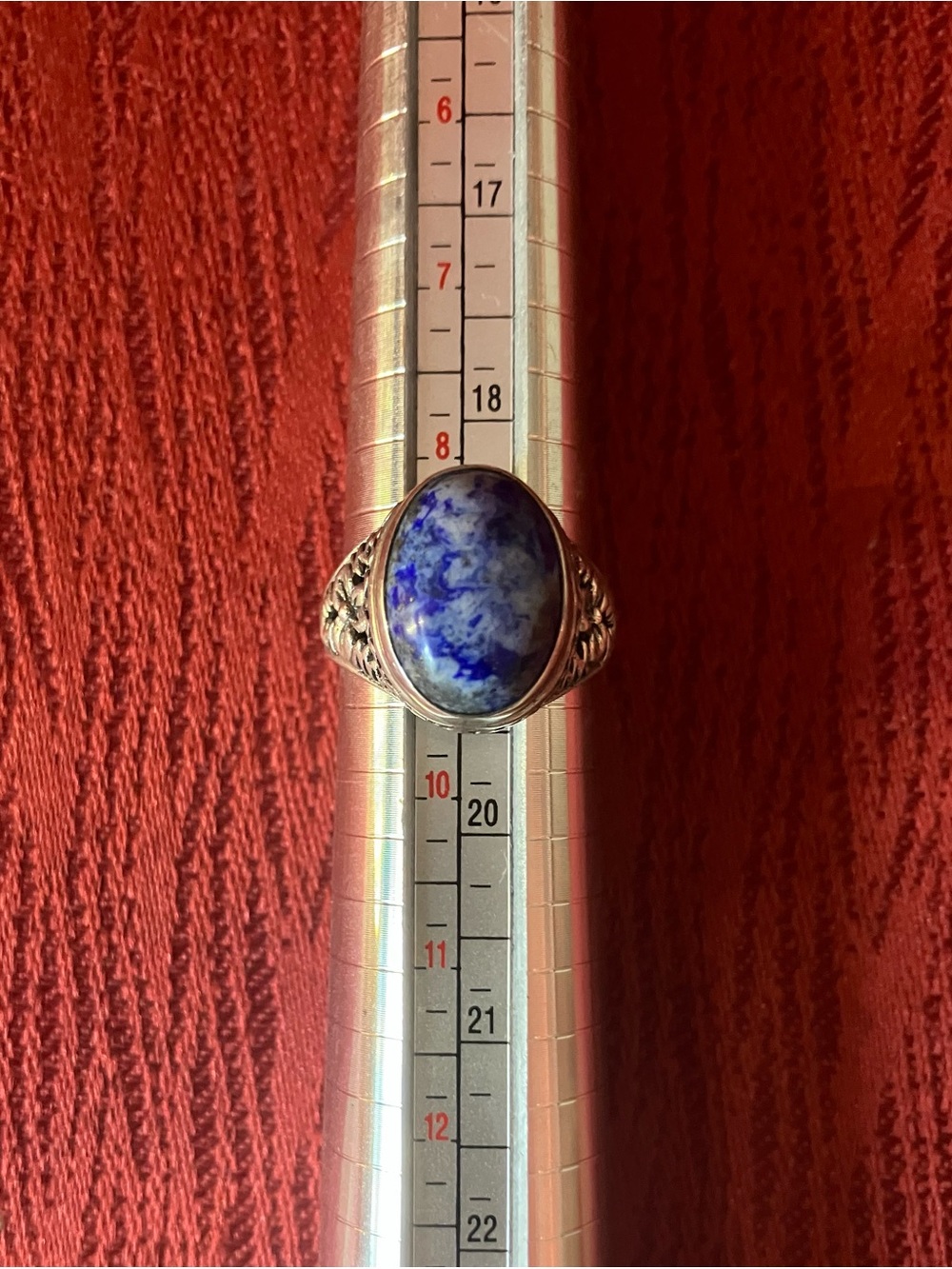 .925 Sterling Silver Old Pawn Sodalite-Inspired Oval Statement Ring